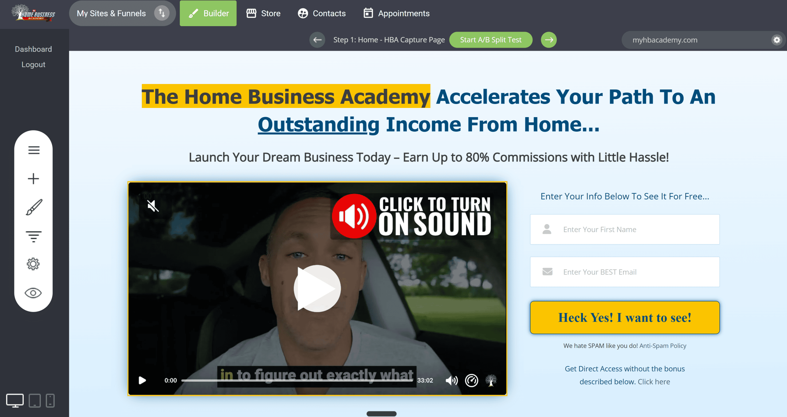 HBA Funnel Builder HBA Funnel Builder